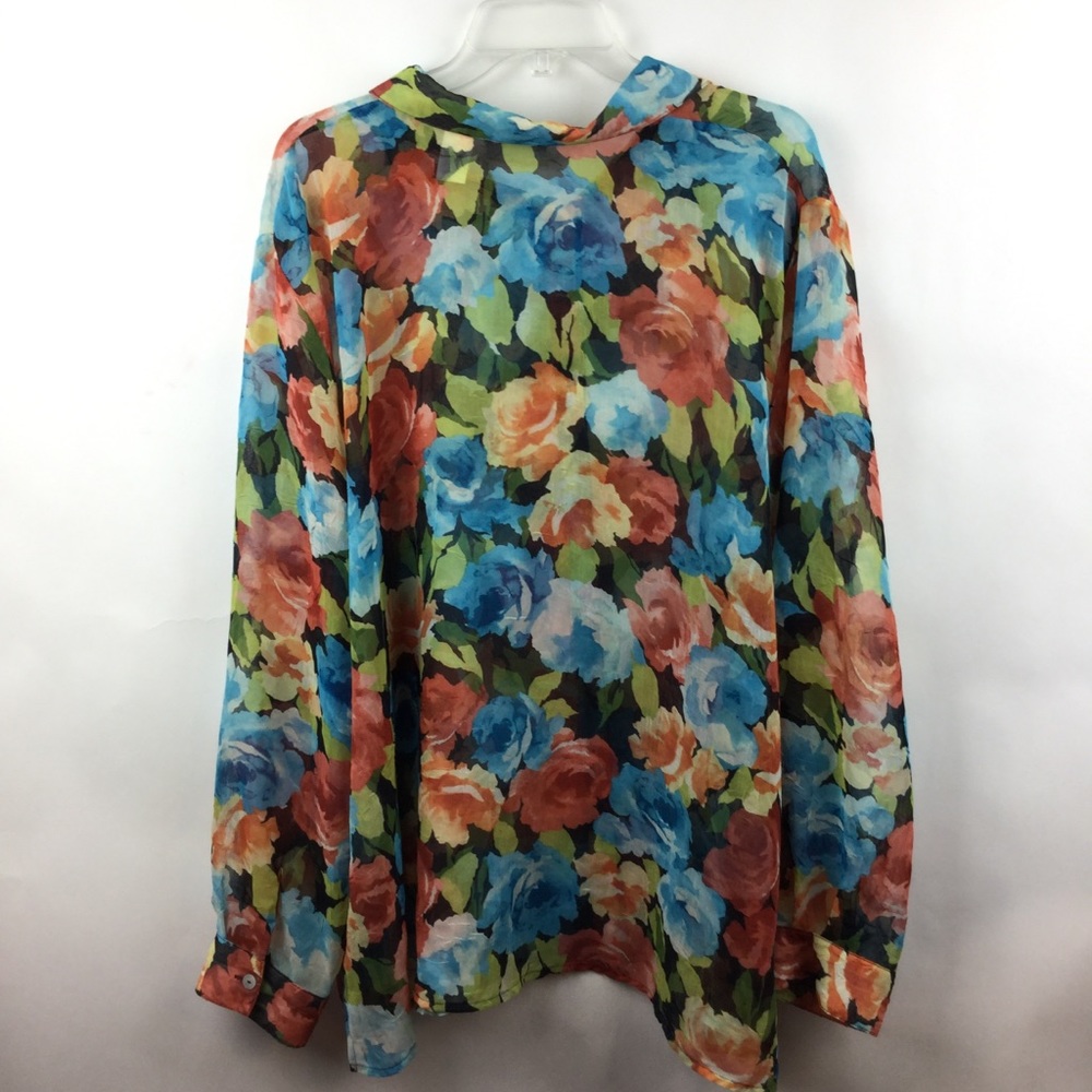 Alfred Dunner 24W Top Orange Blue Semi Sheer - Picture 4 of 5